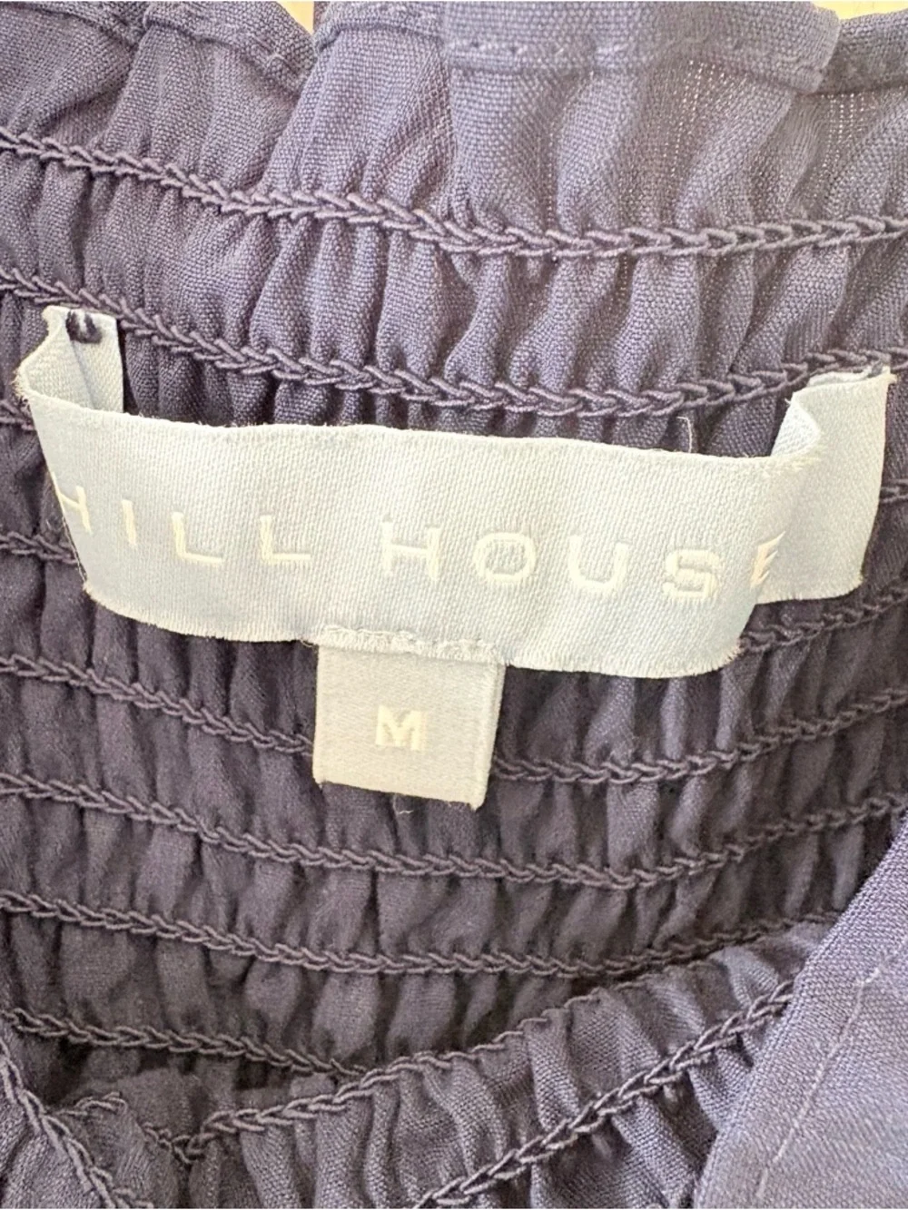 Hill House Home Jewel Jammy Top Navy Blue Smocked Peplum‎ Puff Sleeve Size M